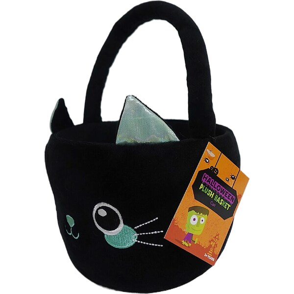Halloween Plush Basket Cat each