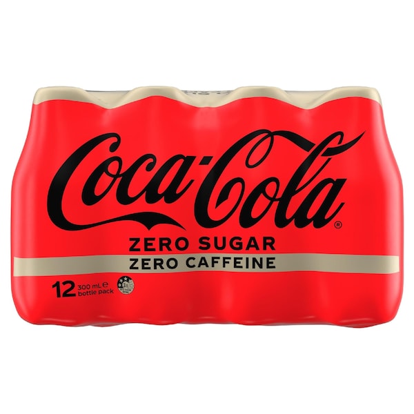 Coca-Cola Zero Sugar Zero Caffeine Soft Drink Mini Bottles 300mL x 12 pack