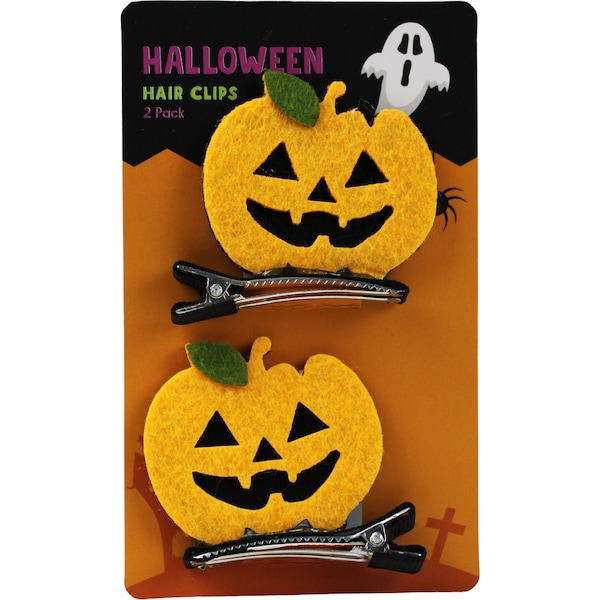 Halloween Shaped Hair Clips Pumpkin 2 pack