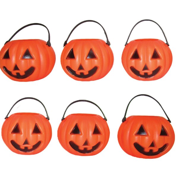 Halloween Mini Pumpkin Pail Buckets 6 pack