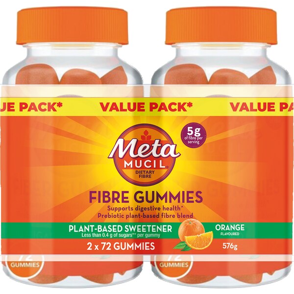 Metamucil Fibre Gummies Orange Value 144 pack