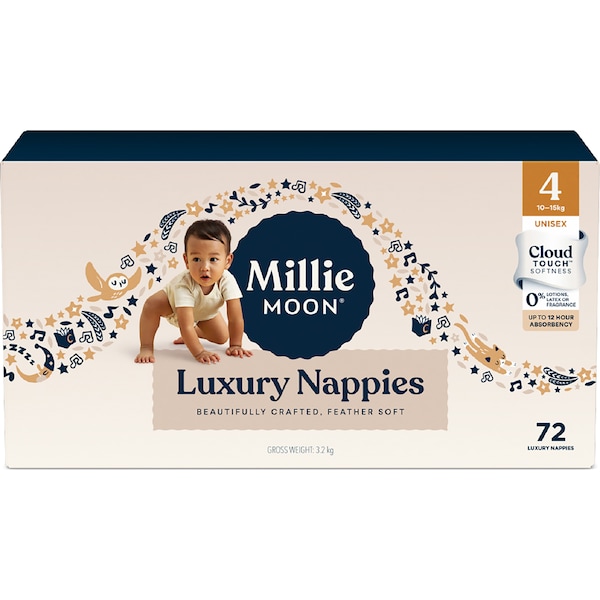 Millie Moon Luxury Nappies Size 4 (10-15kg) 72 pack