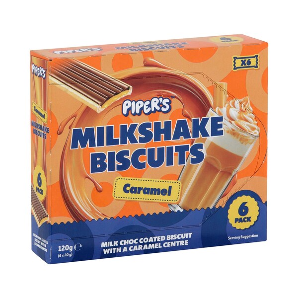 Piper's Milkshake Biscuits Caramel 6 pack