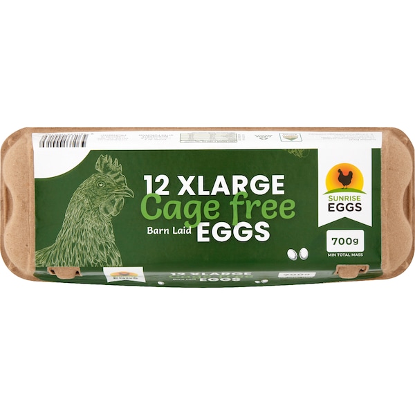 Sunrise Eggs 12 Extra Large Cage Free Eggs 700g