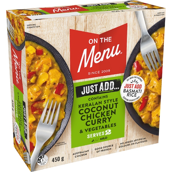 On The Menu Just Add Keralan Style Coconut Chicken Curry & Vegetables 450g
