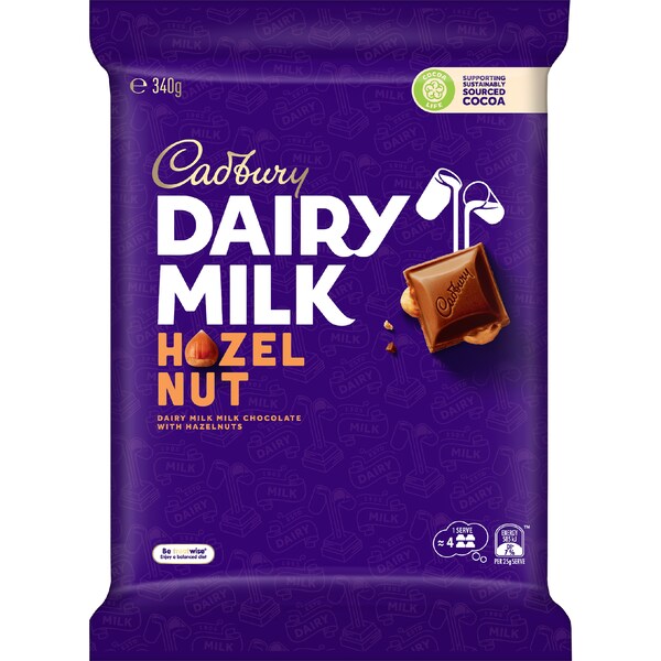 Cadbury Dairy Milk Hazelnut Large Chocolate Block 340g