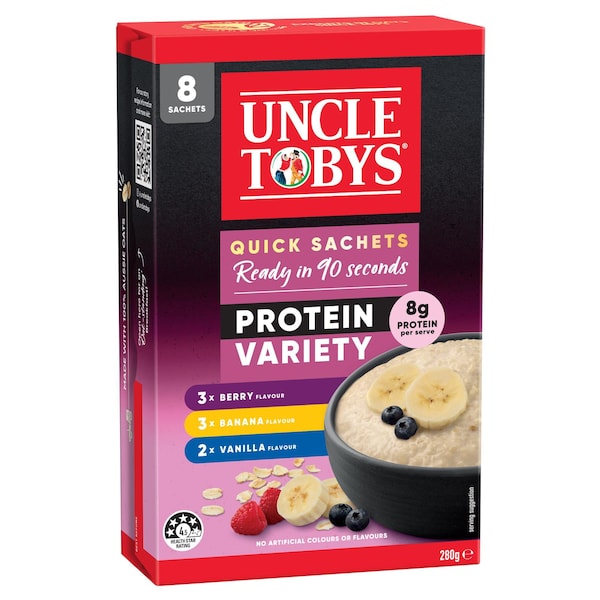 Uncle Tobys Oats Sachets Protein Variety 8 pack 280g