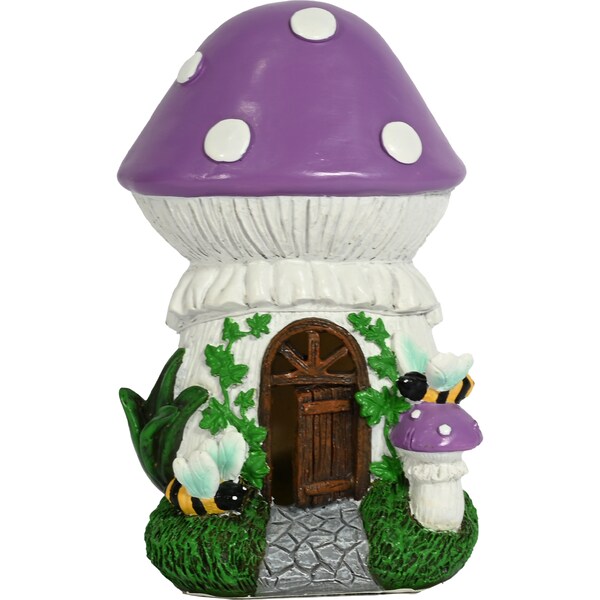 Mirabella Solar Garden Fairy House Mushroom Purple each