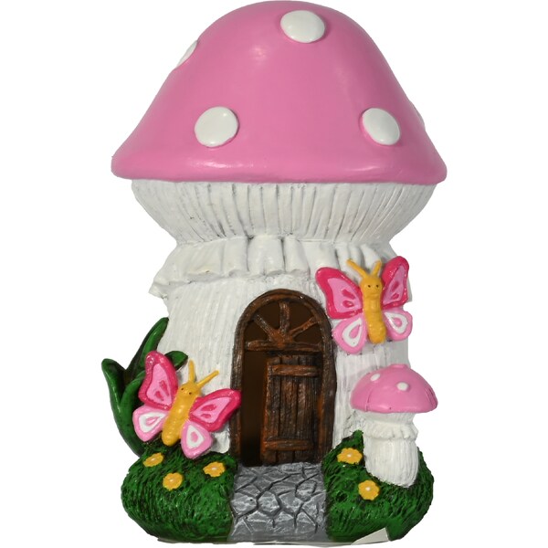 Mirabella Solar Garden Fairy House Mushroom Pink each