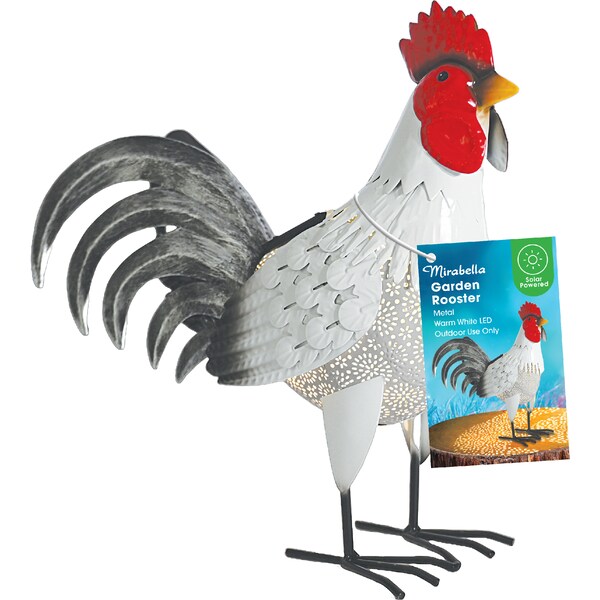 Mirabella Solar Metal Rooster White each