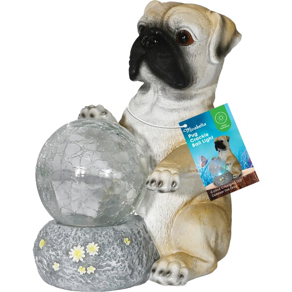 Mirabella Solar Crackle Ball Light Pug each