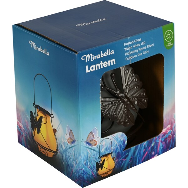 Mirabella Solar Glass Lantern Butterfly each