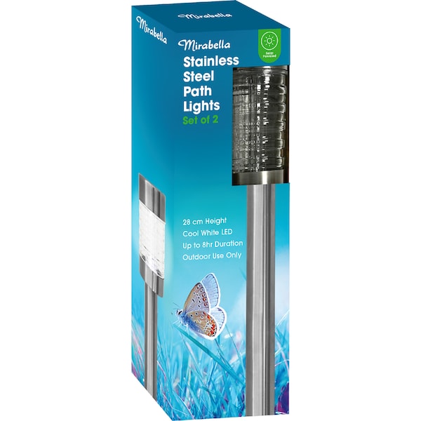 Mirabella Solar LED Stainless Steel Path Lights 2 pack
