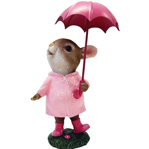 Gardman Polyresin Rabbit With Pink Umbrella each