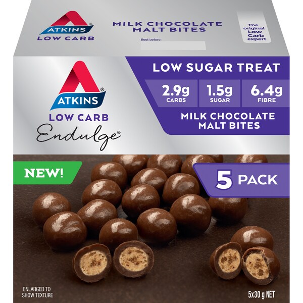 Atkins Low Carb Indulge Malt Bites 30g x 5 pack