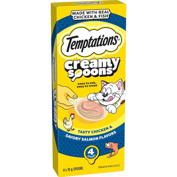 Temptations Creamy Spoons Cat Treats Chicken & Salmon 10g x 4 pack
