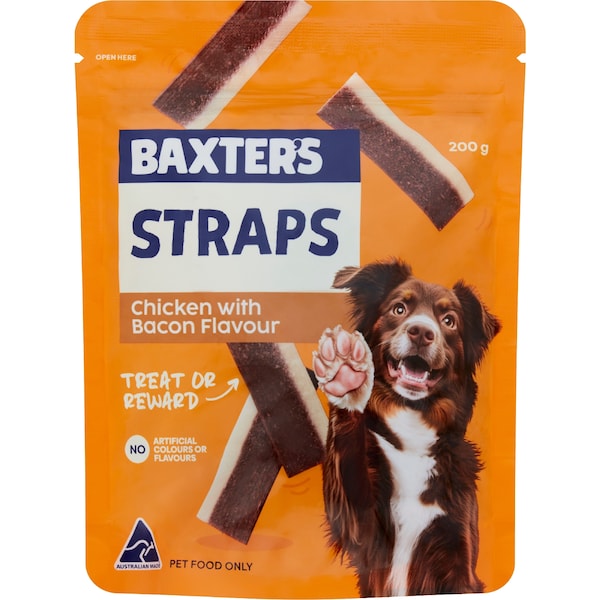 Baxter's Dog Treat Straps Chicken & Bacon 200g