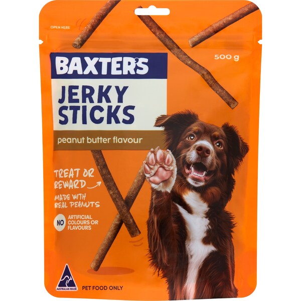 Baxter's Dog Treats Jerky Sticks Peanut Butter Flavour 500g