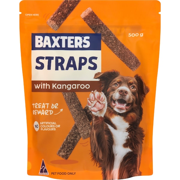 Baxter's Kangaroo Straps Dog Treats 500g