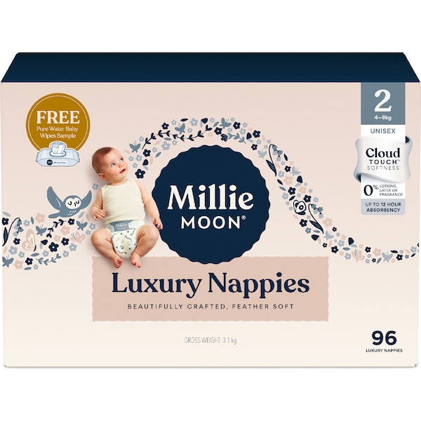Millie Moon Luxury Nappies Size 2 (4-8kg) 96 pack