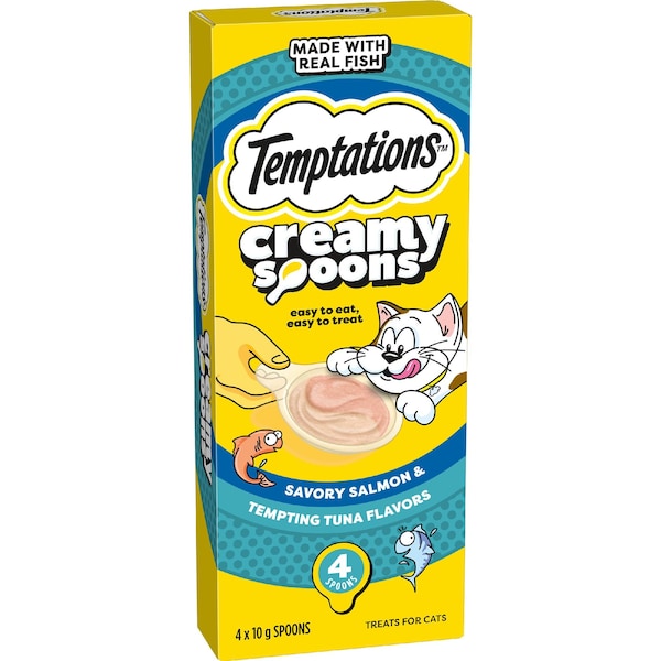 Temptations Creamy Spoons Cat Treats Salmon & Tuna 10g x 4 pack