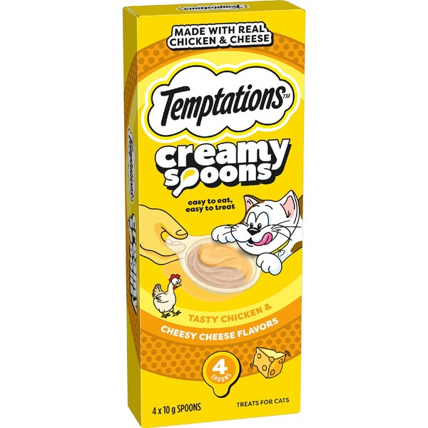 Temptations Creamy Spoons Cat Treats Tasty Chicken & Cheesy Cheese 10g x 4 pack