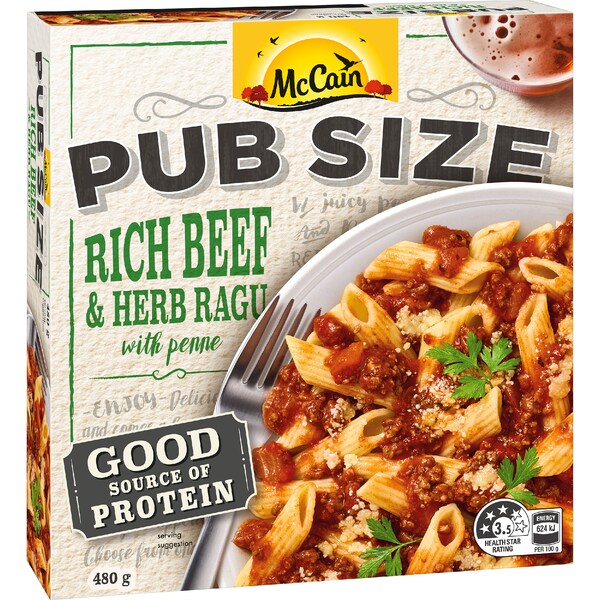 McCain Pub Size Rich Beef & Herb Ragu Pasta 480g