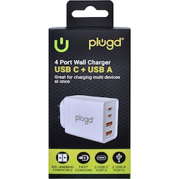 Plugd 4 in 1 Wall Charger USB A & C each – Woolworths