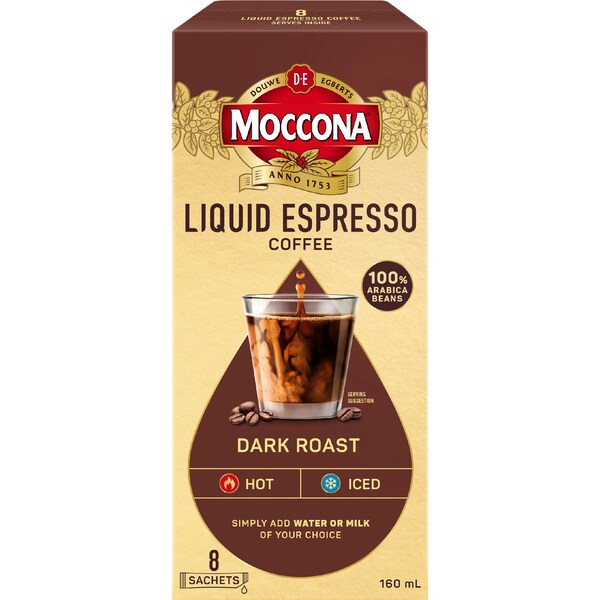 Moccona Liquid Coffee Sachets Espresso Dark Roast 8 pack