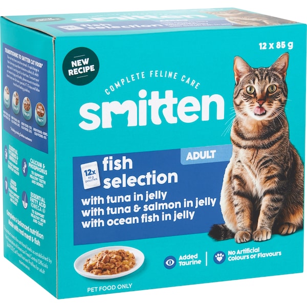 Smitten Fish Selection Wet Cat Food Pouches 85g x 12 pack