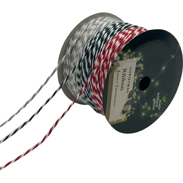 Christmas Colour Rope Ribbon 3 pack