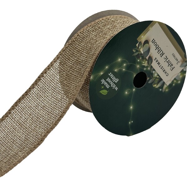 Christmas Fabric Ribbon Hessian 3m each
