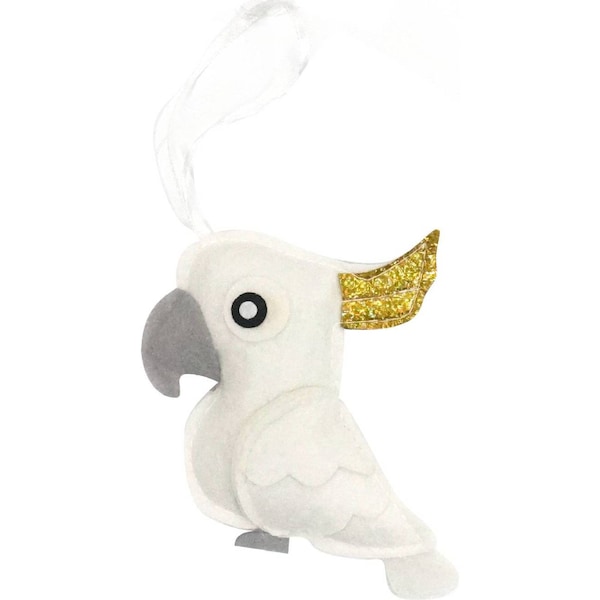Christmas Natural Felt Bird Cockatoo each
