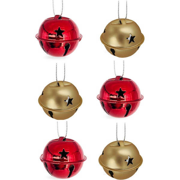Christmas Traditional Bell Red & Gold 6 pack