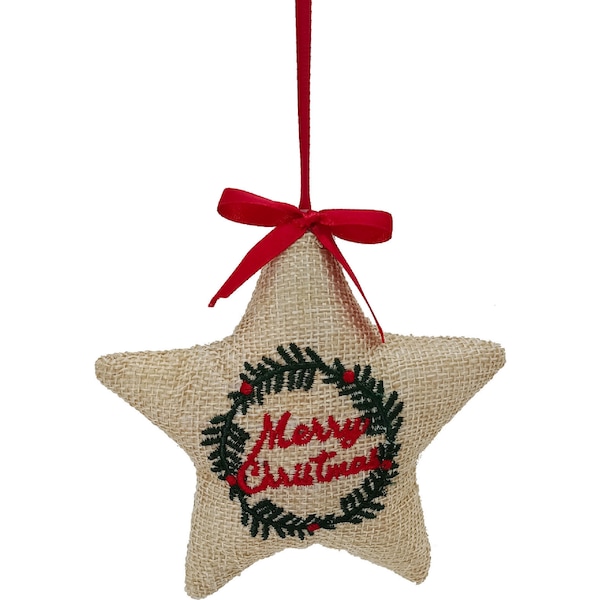Christmas Natural 3D Hessian Star each