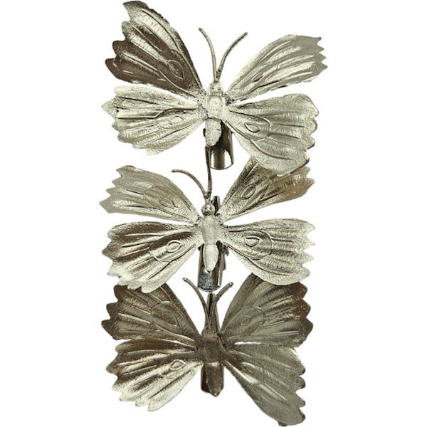 Christmas Natural Clip on Butterfly 3 pack