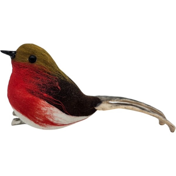 Christmas Natural Clip On Bird Red each