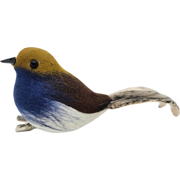 Christmas Natural Clip On Bird Blue each
