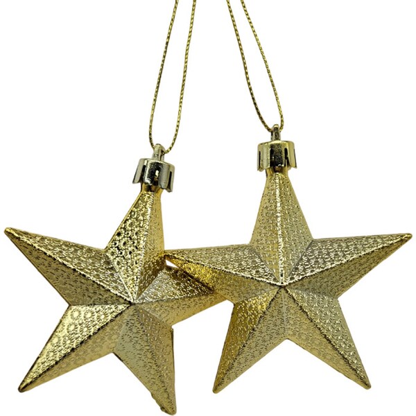 Christmas Natural Star Gold Decoration 2 pack