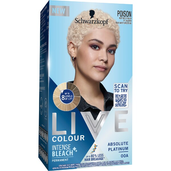 Schwarzkopf Live Colour Permanent Intense Bleach Absolute Platinum 00A each