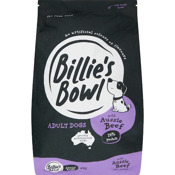 Billie's Bowl Adult Dry Dog Food Beef 8kg