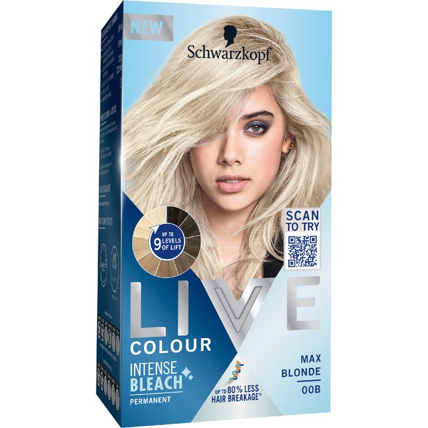 Schwarzkopf Live Colour Permanent Intense Bleach Max Blonde 00B each