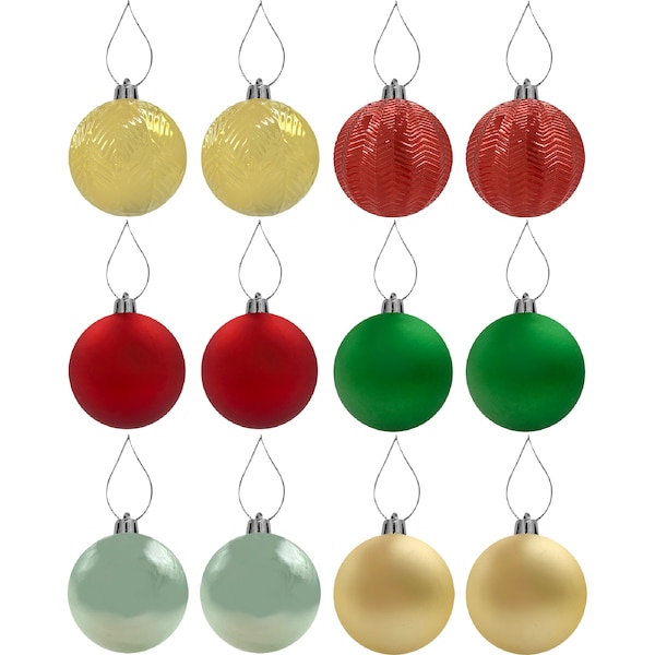 Christmas Traditional Baubles Mix 60mm 12 pack