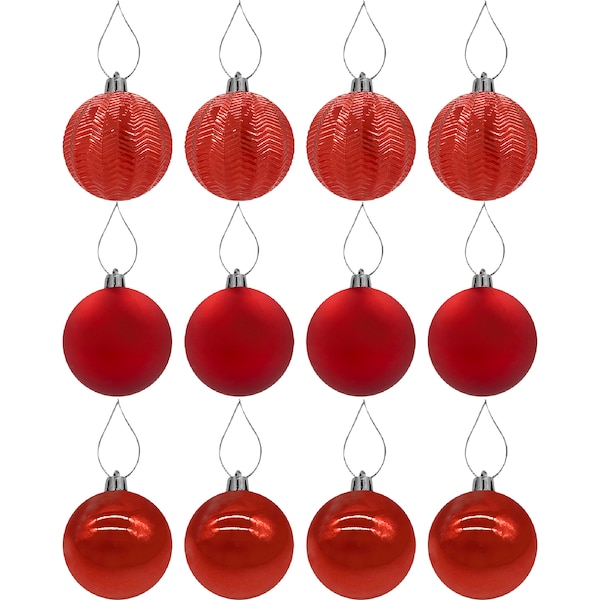 Christmas Traditional Baubles Red 60mm 12 pack