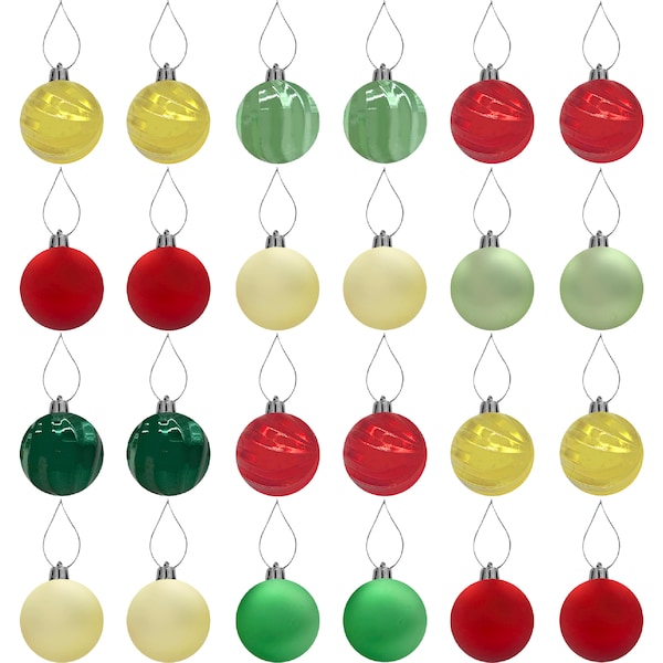 Christmas Traditional Baubles Mix 35mm Decoration 24 pack