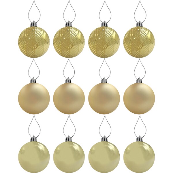 Christmas Natural Baubles Gold 60mm 12 pack