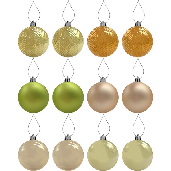 Christmas Natural Baubles Mix 60mm 12 pack