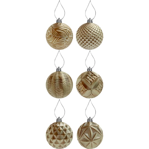 Christmas Natural Baubles 60mm 6 pack