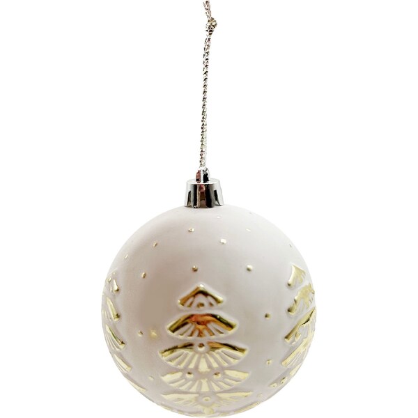 Christmas Natural Bauble White Wash Decorations 2 pack