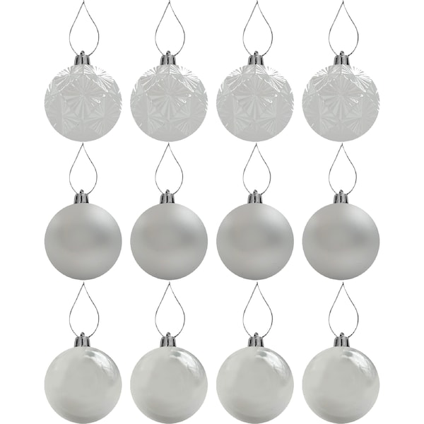 Christmas Dreamland Baubles Silver 60mm 12 pack